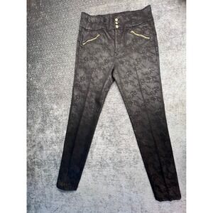 G by Guess Women's Skinny Pants 31 Black Snake Print High Rise Zip Pockets Stret